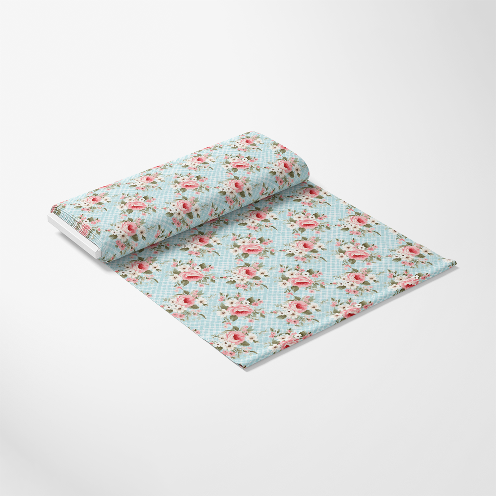 Shabby Chic Floral Plaid Pattern 9 Quilting Cotton Fabric