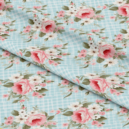 Shabby Chic Floral Plaid Pattern 9 Quilting Cotton Fabric