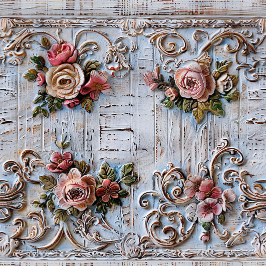 Shabby Chic Antique Painted Wood Pattern 10 Quilting Cotton Fabric
