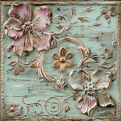 Shabby Chic Antique Painted Wood Pattern 11 Quilting Cotton Fabric