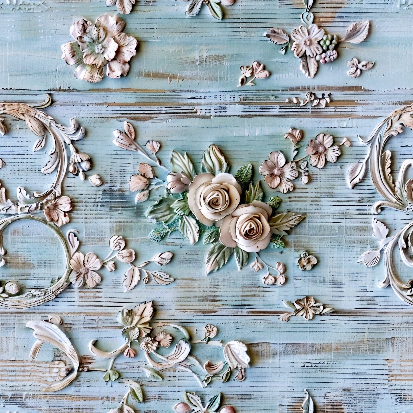 Shabby Chic Antique Painted Wood Pattern 20 Quilting Cotton Fabric