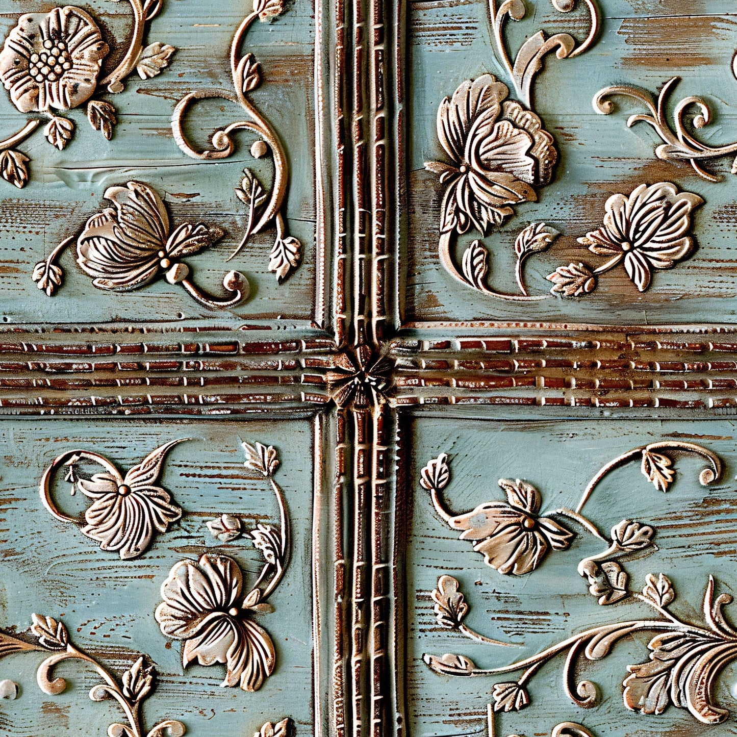 Shabby Chic Antique Painted Wood Pattern 6 Quilting Cotton Fabric