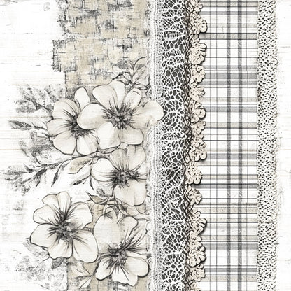 Shabby Chic Floral Gingham Pattern 10 Quilting Cotton Fabric