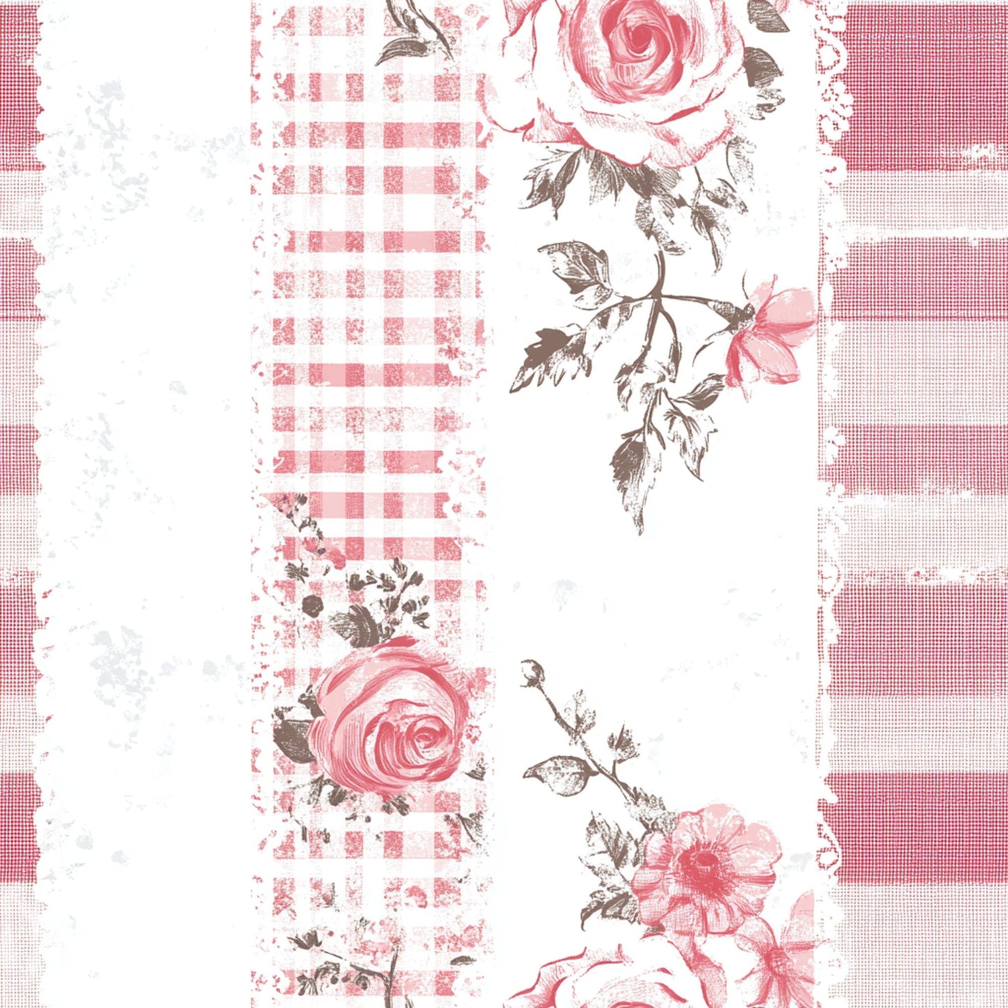 Shabby Chic Floral Gingham Pattern 15 Quilting Cotton Fabric