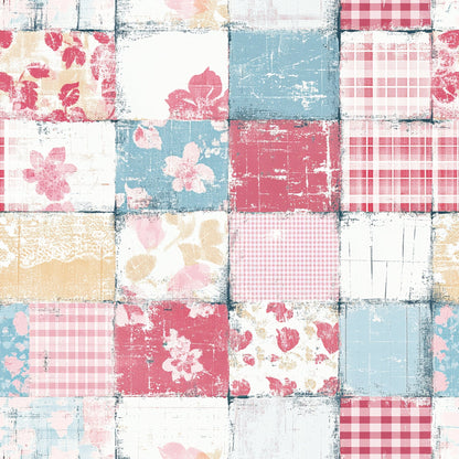 Shabby Chic Floral Gingham Pattern 16 Quilting Cotton Fabric