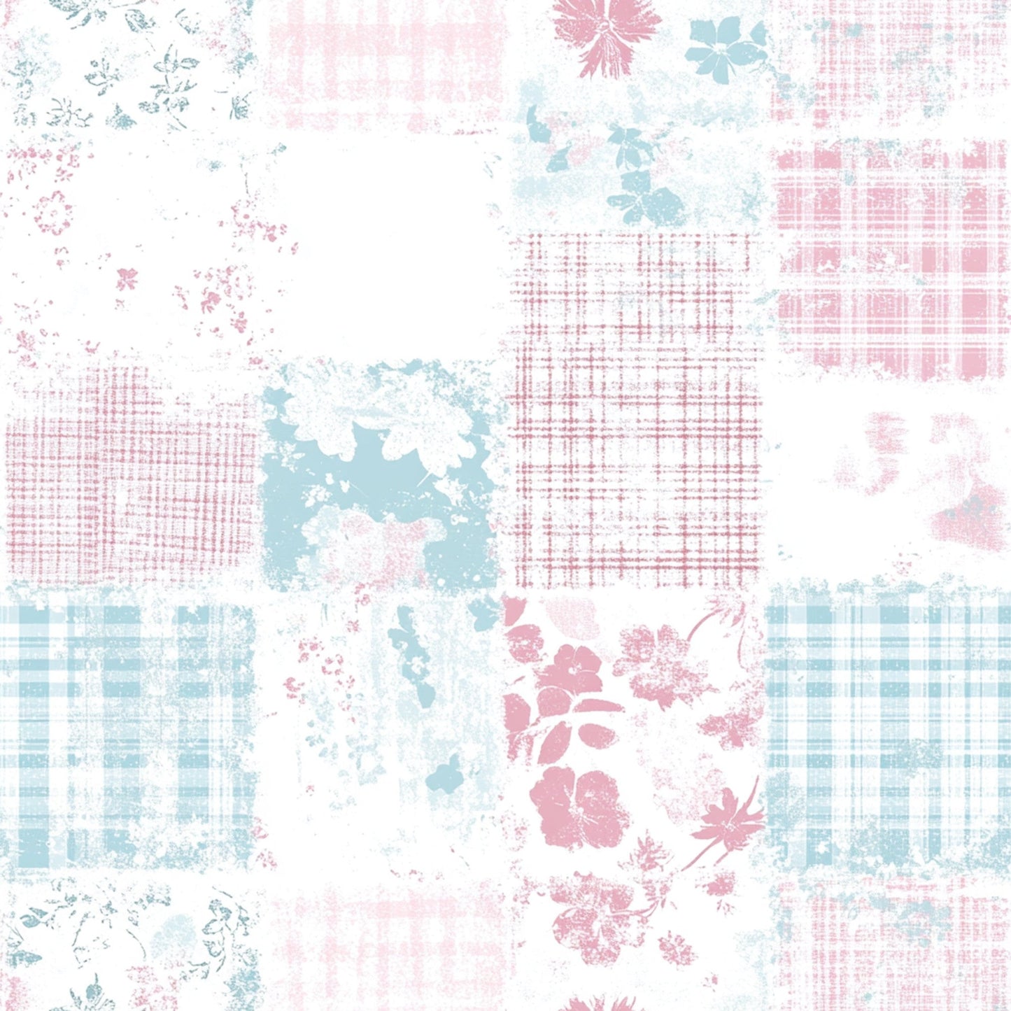 Shabby Chic Floral Gingham Pattern 21 Quilting Cotton Fabric