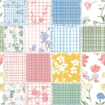 Shabby Chic Floral Gingham Pattern 24 Quilting Cotton Fabric