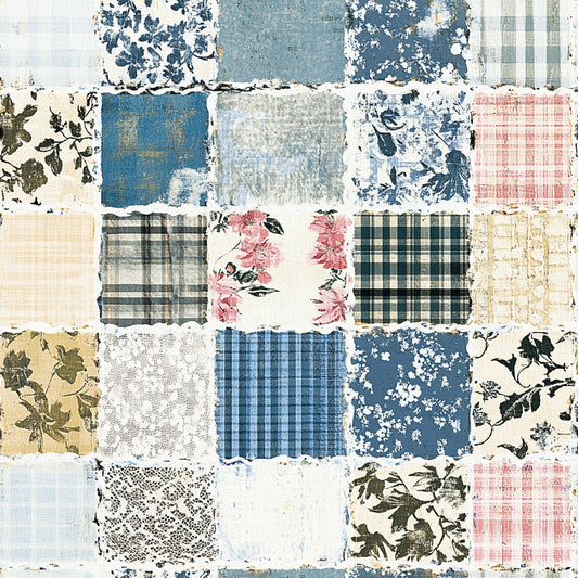 Shabby Chic Floral Gingham Pattern 2 Quilting Cotton Fabric