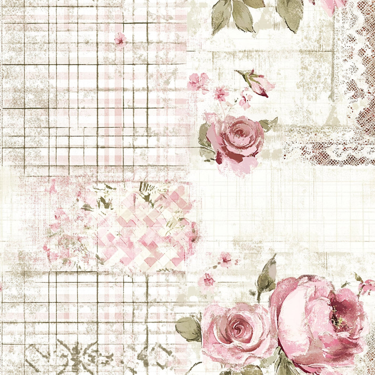 Patchwork Posies Pattern 4 Minky Fabric