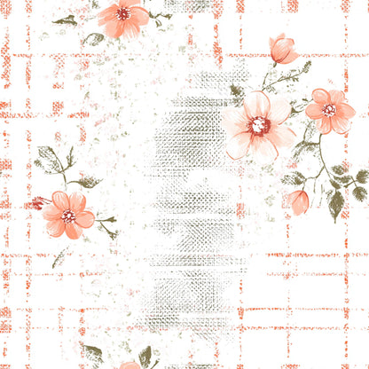 Shabby Chic Floral Gingham Pattern 7 Quilting Cotton Fabric