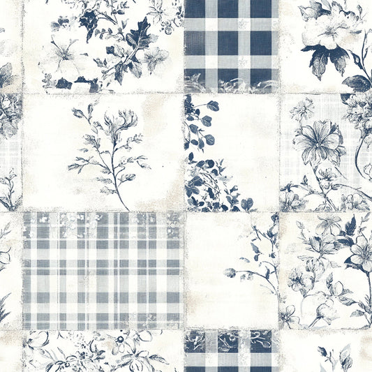 Shabby Chic Floral Gingham Pattern 8 Quilting Cotton Fabric