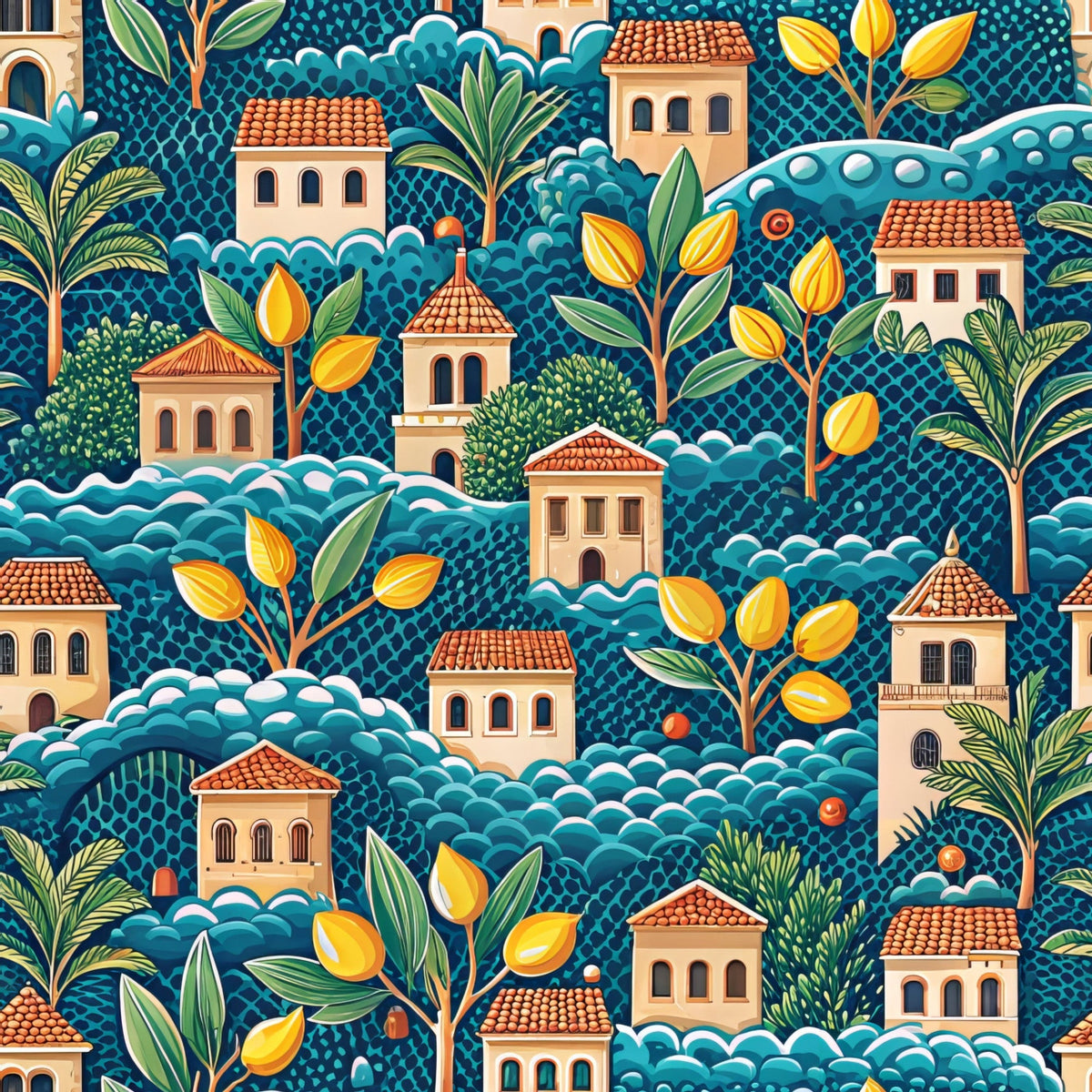 Amalfi Citrus Pattern 10 Minky Fabric