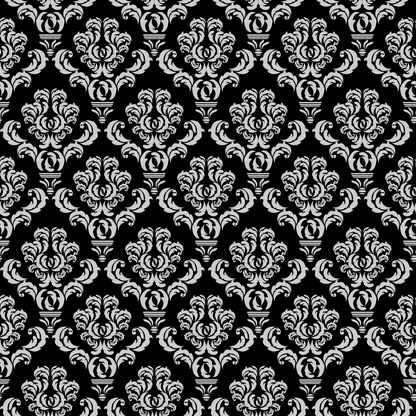 Simple Damask White on Black Minky Fabric