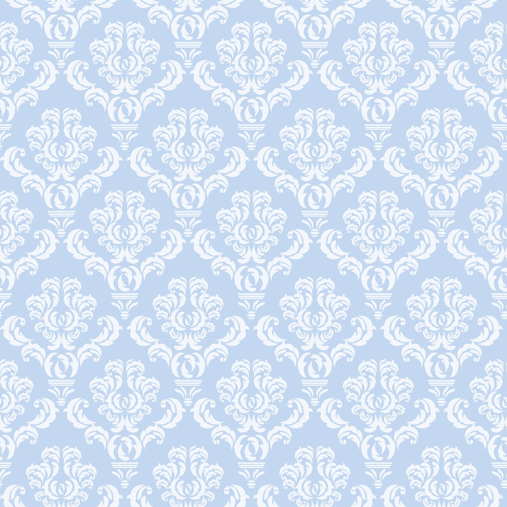 Simple Damask White on Blue Minky Fabric