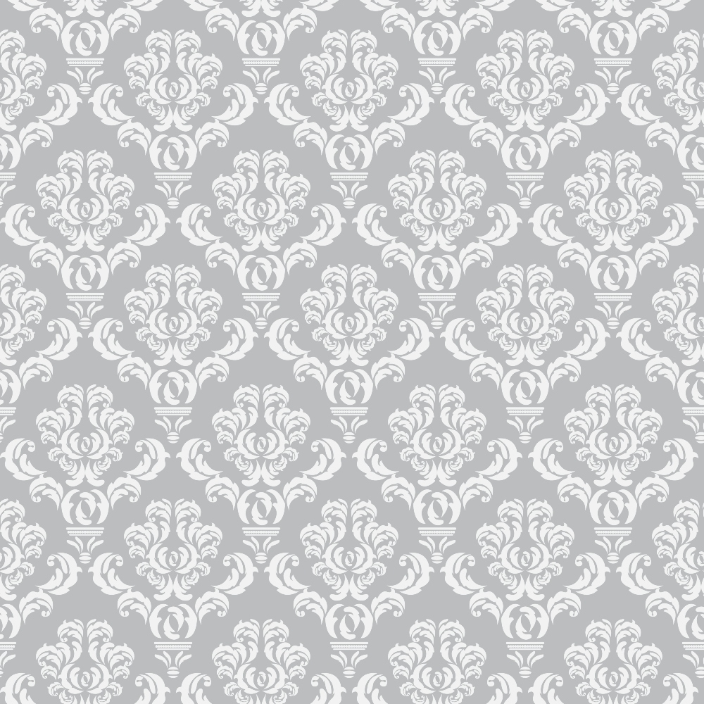 Simple Damask White on Gray Minky Fabric