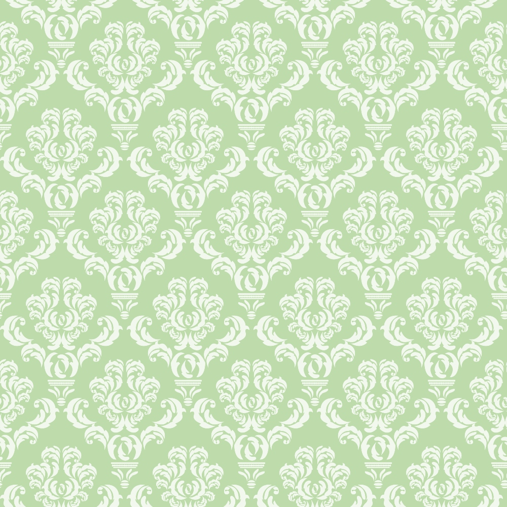 Simple Damask White on Green Minky Fabric