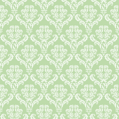 Simple Damask White on Green Minky Fabric