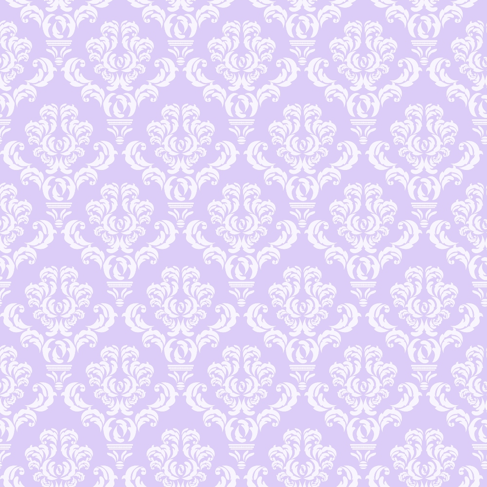 Simple Damask White on Purple Quilting Cotton Fabric