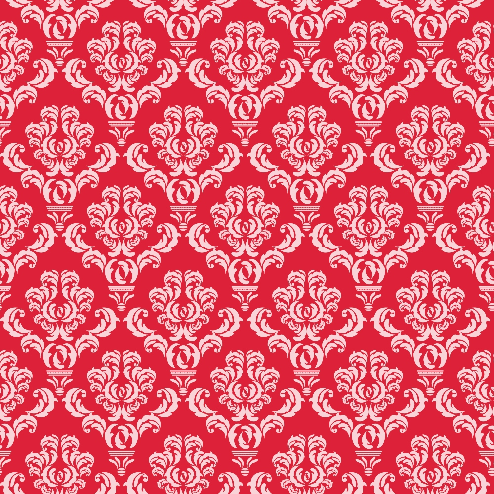 Simple Damask White on Red Minky Fabric