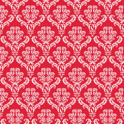 Simple Damask White on Red Minky Fabric