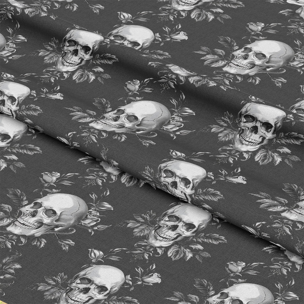 Skulls and Roses Pattern 2 Quilting Cotton Fabric