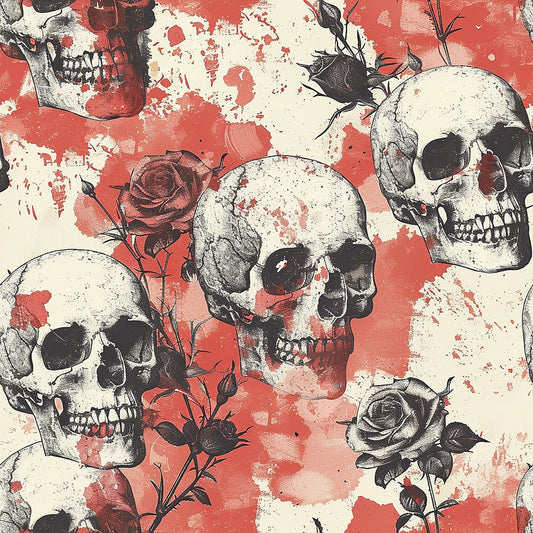 Skulls and Roses Pattern 7 Quilting Cotton Fabric