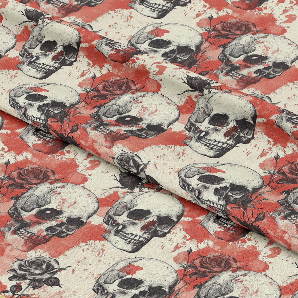 Skulls and Roses Pattern 7 Quilting Cotton Fabric