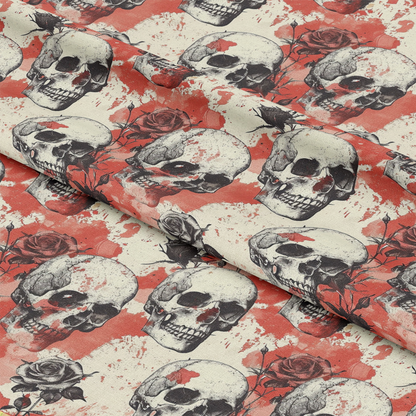 Skulls and Roses Pattern 7 Quilting Cotton Fabric