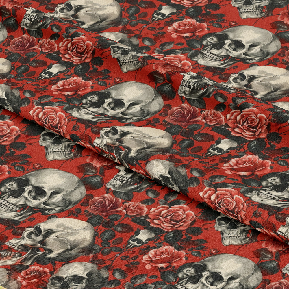 Skulls and Roses Pattern 8 Quilting Cotton Fabric