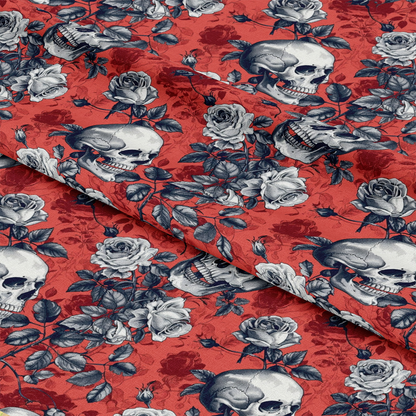 Skulls and Roses Pattern 9 Quilting Cotton Fabric