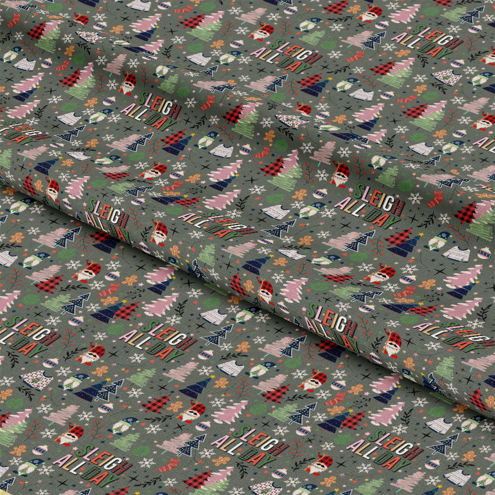 Sleigh All Day Earthy Green Quilting Cotton Fabric