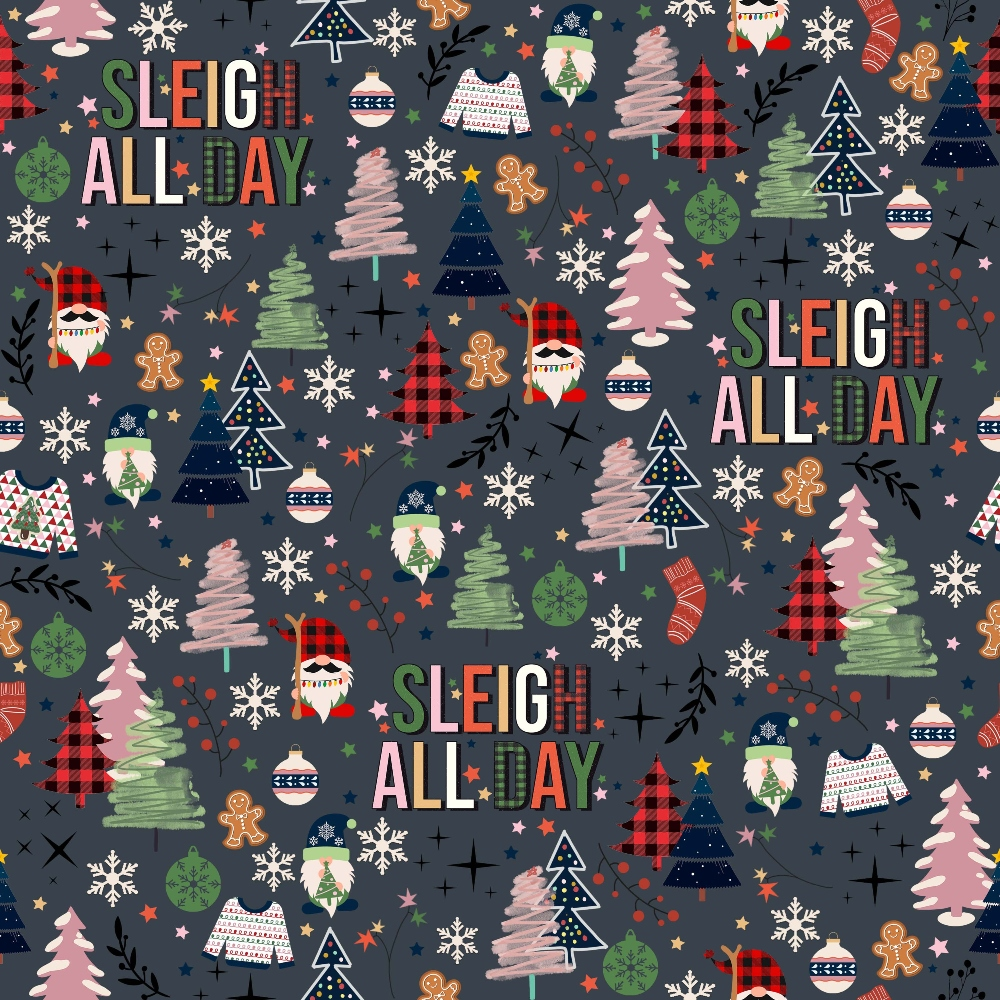 Sleigh All Day Grey Minky Fabric