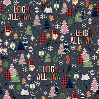 Sleigh All Day Grey Minky Fabric