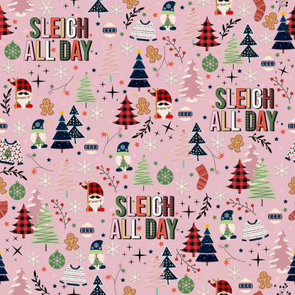 Sleigh All Day Pink Minky Fabric