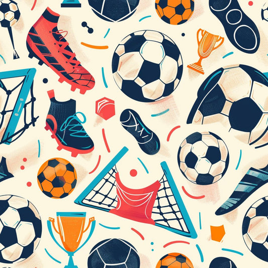Soccer Fun Pattern 1 Quilting Cotton Fabric