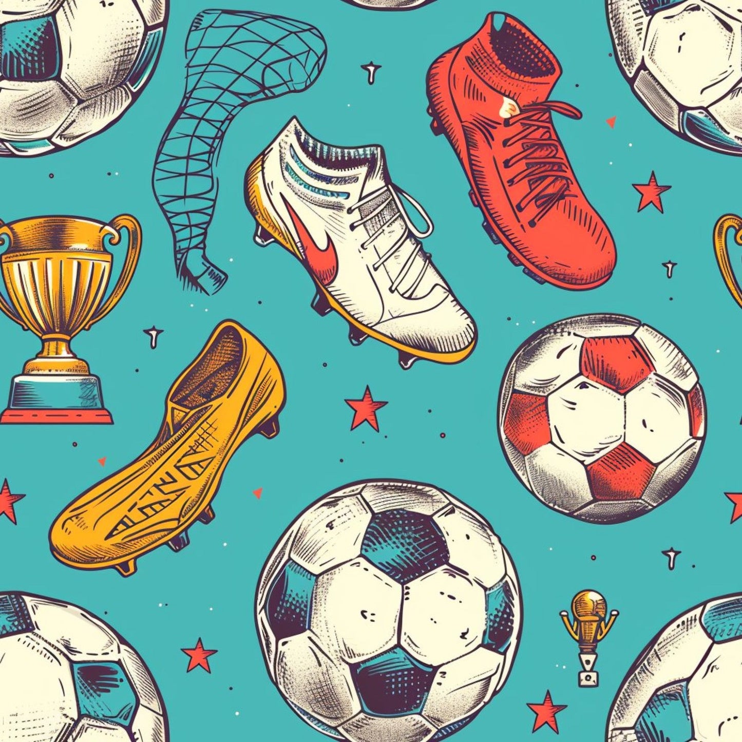 Soccer Fun Pattern 11 Quilting Cotton Fabric