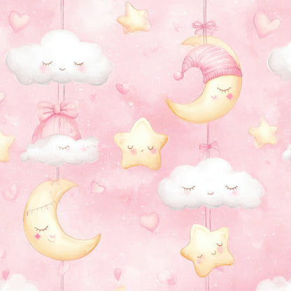 Soft Pink Baby Girl Pattern 1 Quilting Cotton Fabric