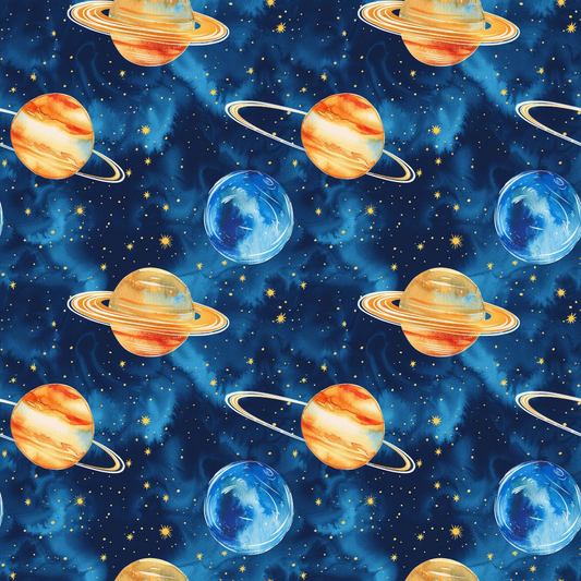 Solar System Pattern 10 Quilting Cotton Fabric