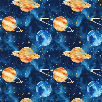 Painted Planets Pattern 10 Minky Fabric