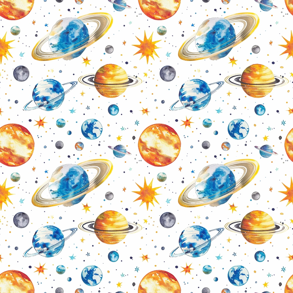 Painted Planets Pattern 18 Minky Fabric