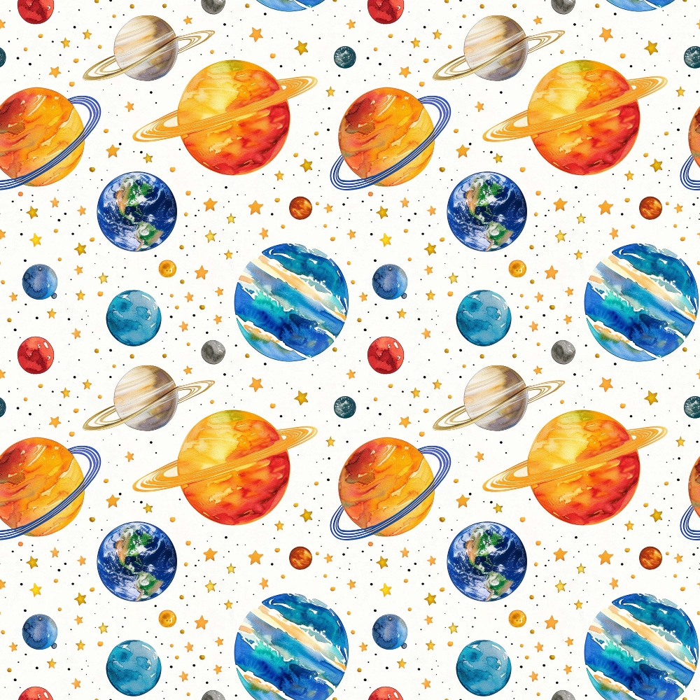 Painted Planets Pattern 2 Minky Fabric