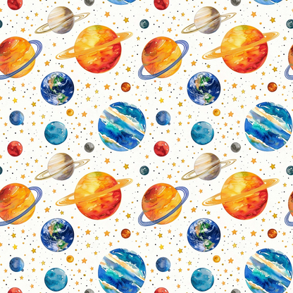 Painted Planets Pattern 2 Minky Fabric