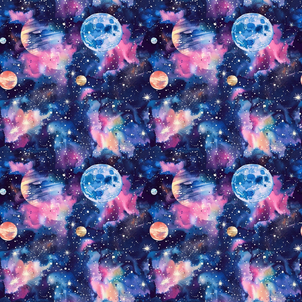 Painted Planets Pattern 3 Minky Fabric