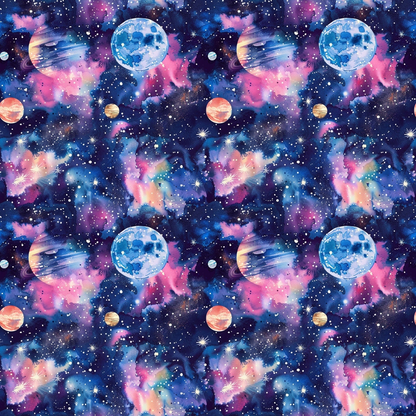 Painted Planets Pattern 3 Minky Fabric