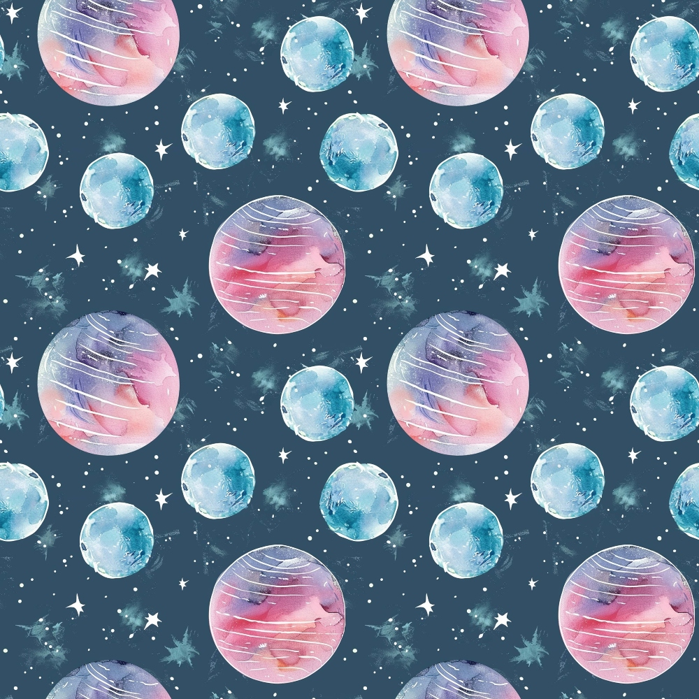 Painted Planets Pattern 4 Minky Fabric