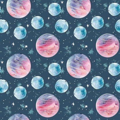 Painted Planets Pattern 4 Minky Fabric