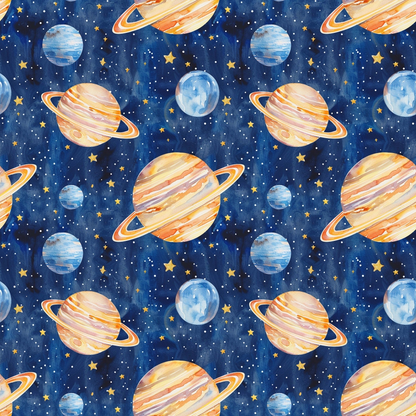 Painted Planets Pattern 6 Minky Fabric