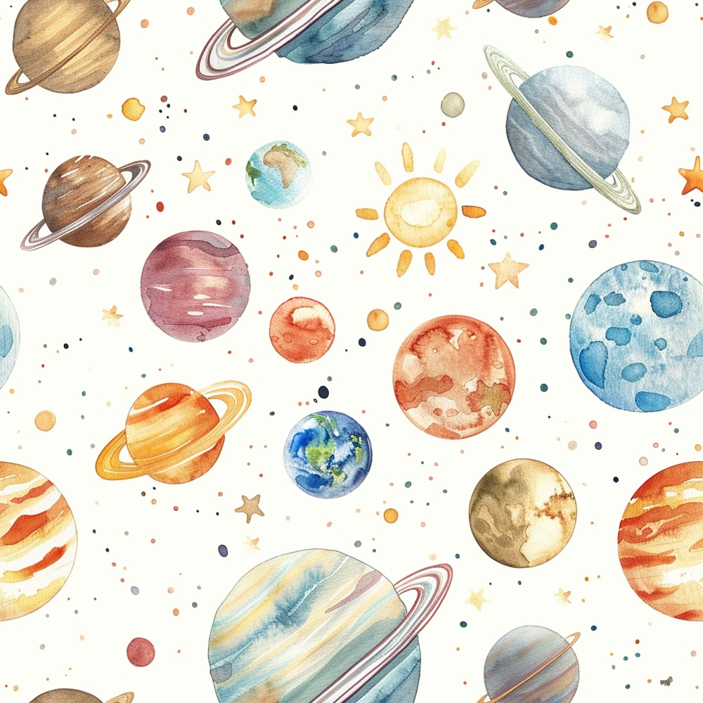 Painted Planets Pattern 9 Minky Fabric