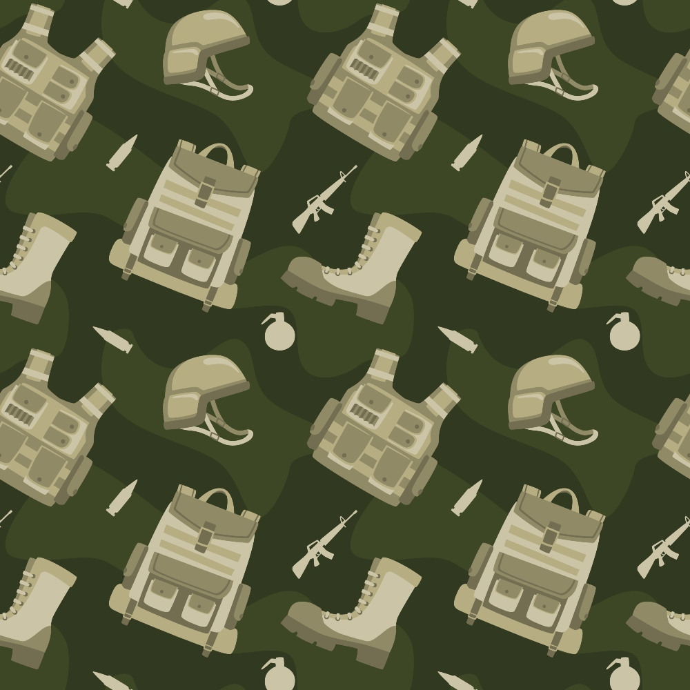 Soldier Gear Pattern 1 Minky Fabric