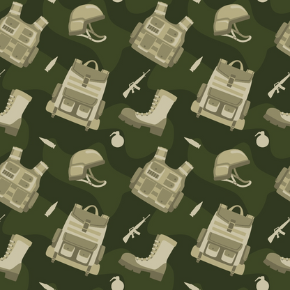 Soldier Gear Pattern 1 Minky Fabric